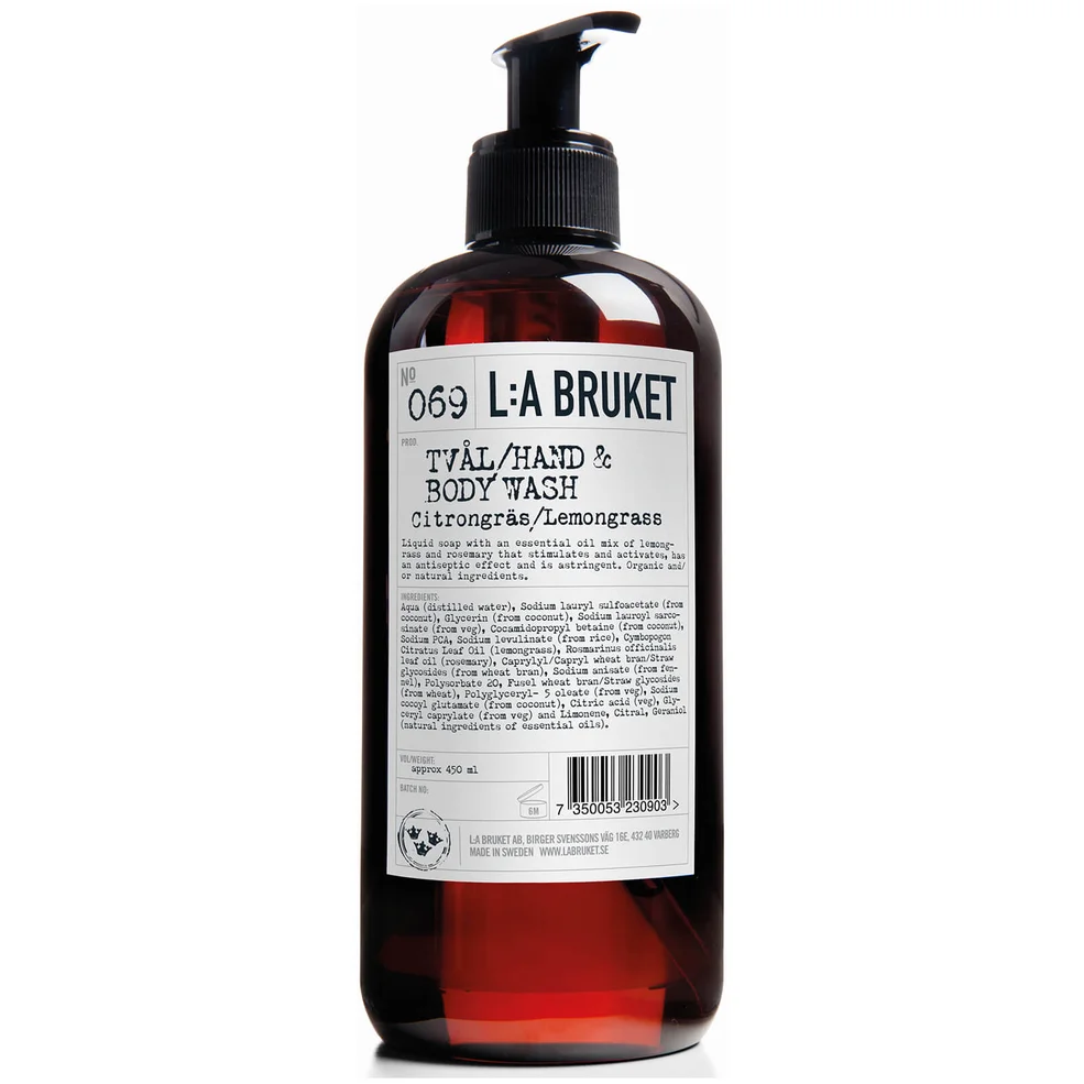 L:A BRUKET No. 069 Hand & Body Wash 450ml - Lemongrass Image 1