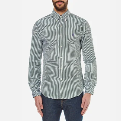 Polo Ralph Lauren Men's Long Sleeved Striped Shirt - Pine Green