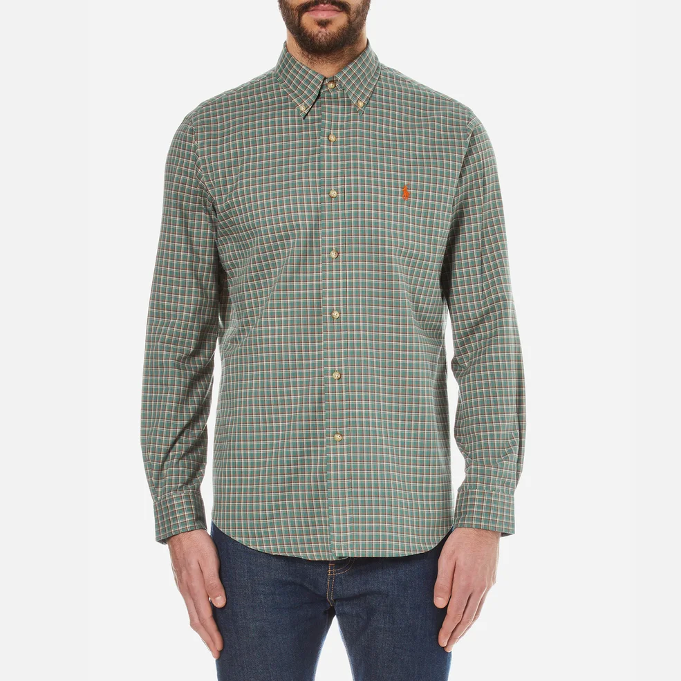 Polo Ralph Lauren Men's Long Sleeved Checked Shirt - Myrtle Green Image 1