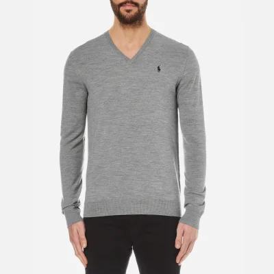 Polo Ralph Lauren Men's V-Neck Cotton Knitted Jumper - Fawn Grey Heather