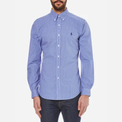 Polo Ralph Lauren Men's Long Sleeved Small Checked Shirt - Blue/White