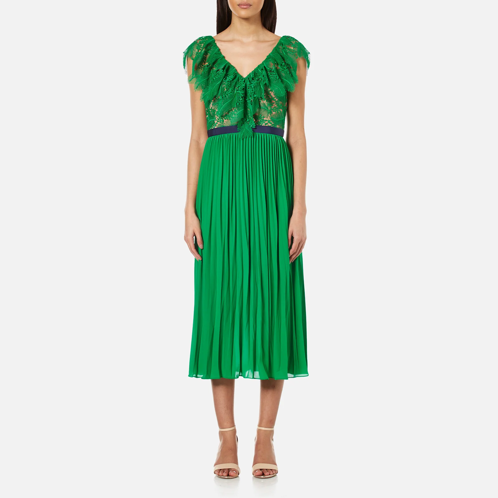 Three Floor Women's Dress Code Dress - Emerald/Nude Image 1