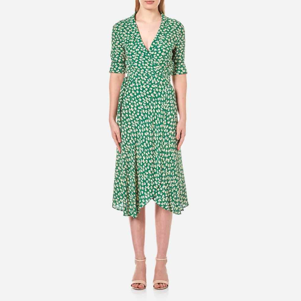 Ganni Women's Dalton Crepe Long Shirt Dress - Green Image 1