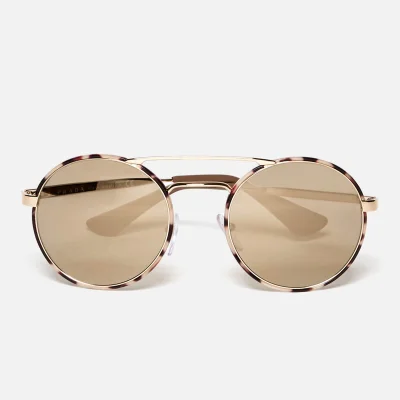 Prada Women's Catwalk Round Tortoise Sunglasses - Mirror Gold