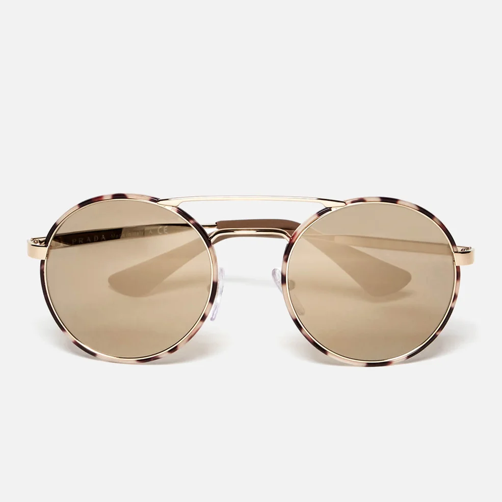 Prada Women's Catwalk Round Tortoise Sunglasses - Mirror Gold Image 1