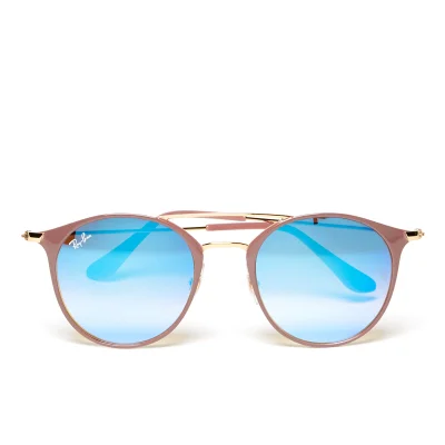 Ray-Ban Round Metal Rose Frame Sunglasses - Gold Top Beige/Blue Flash