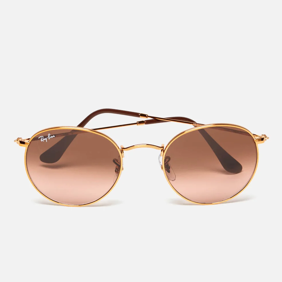 Ray-Ban Round Flat Lenses Bronze Copper Frame Sunglasses - Pink/Brown Gradient Image 1