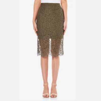 Diane von Furstenberg Women's Glimmer Lace Midi Skirt - Olive