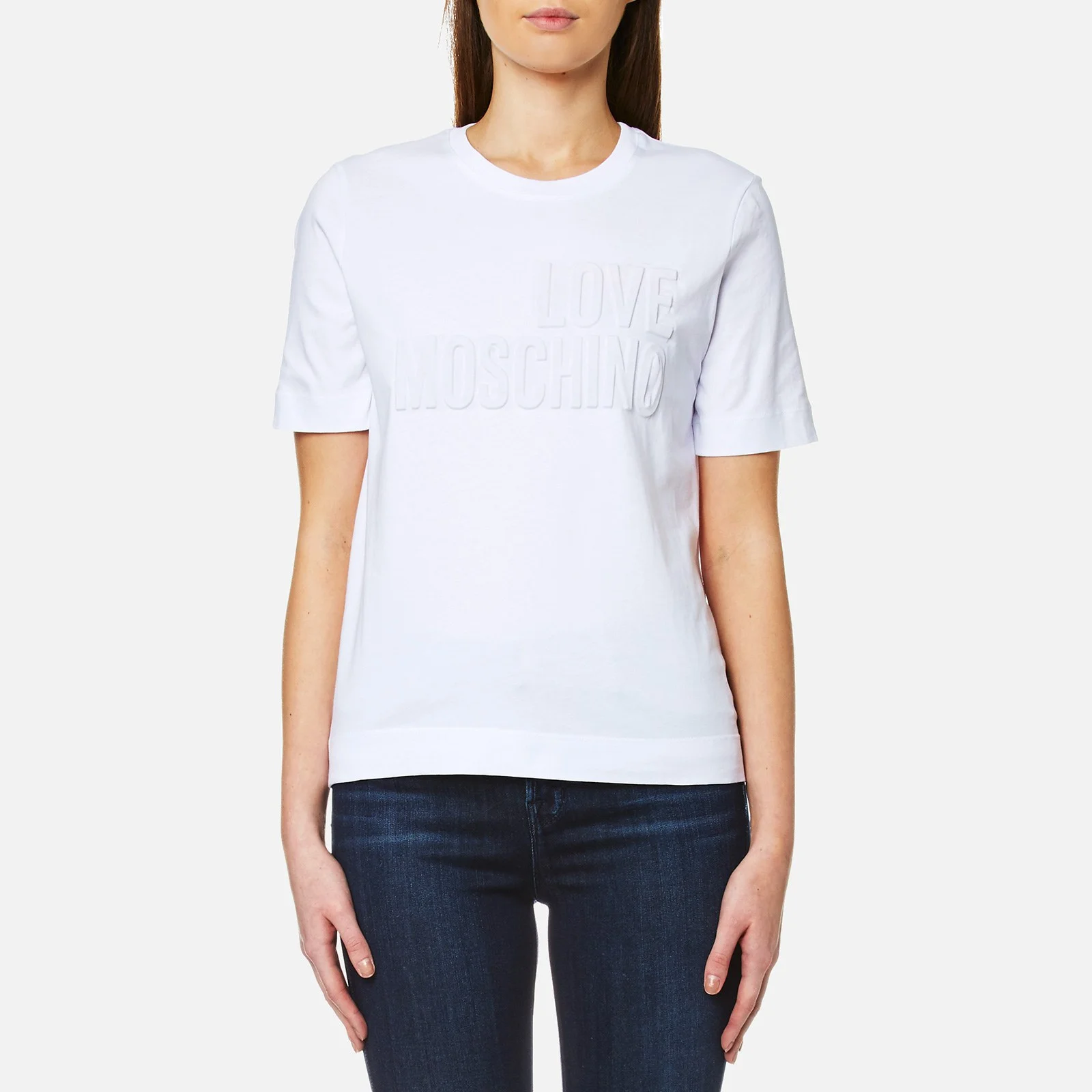 Love Moschino Women's Logo Embossed T-Shirt - White Image 1