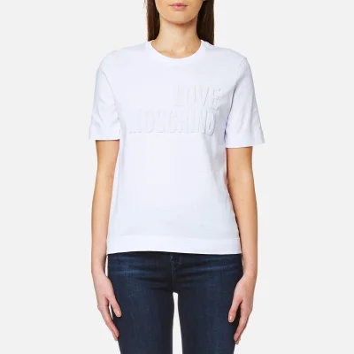 Love Moschino Women's Logo Embossed T-Shirt - White