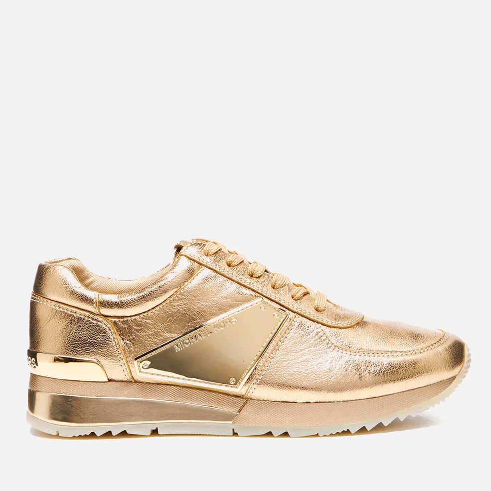 MICHAEL MICHAEL KORS Women's Allie Plate Wrap Leather Trainers - Pale Gold Image 1