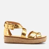 MICHAEL MICHAEL KORS Women's Darby Leather Flatform Sandals - Pale Gold - Image 1