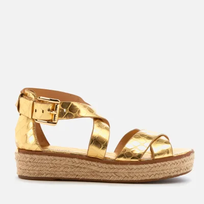 MICHAEL MICHAEL KORS Women's Darby Leather Flatform Sandals - Pale Gold