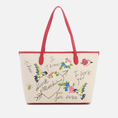 Love Moschino Women's Love Scribble Tote Bag - Beige/Red