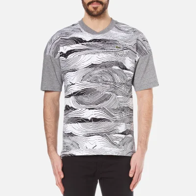 Lacoste L!ve Men's Graphic Print T-Shirt - White/Black/Light Grey Jaspe