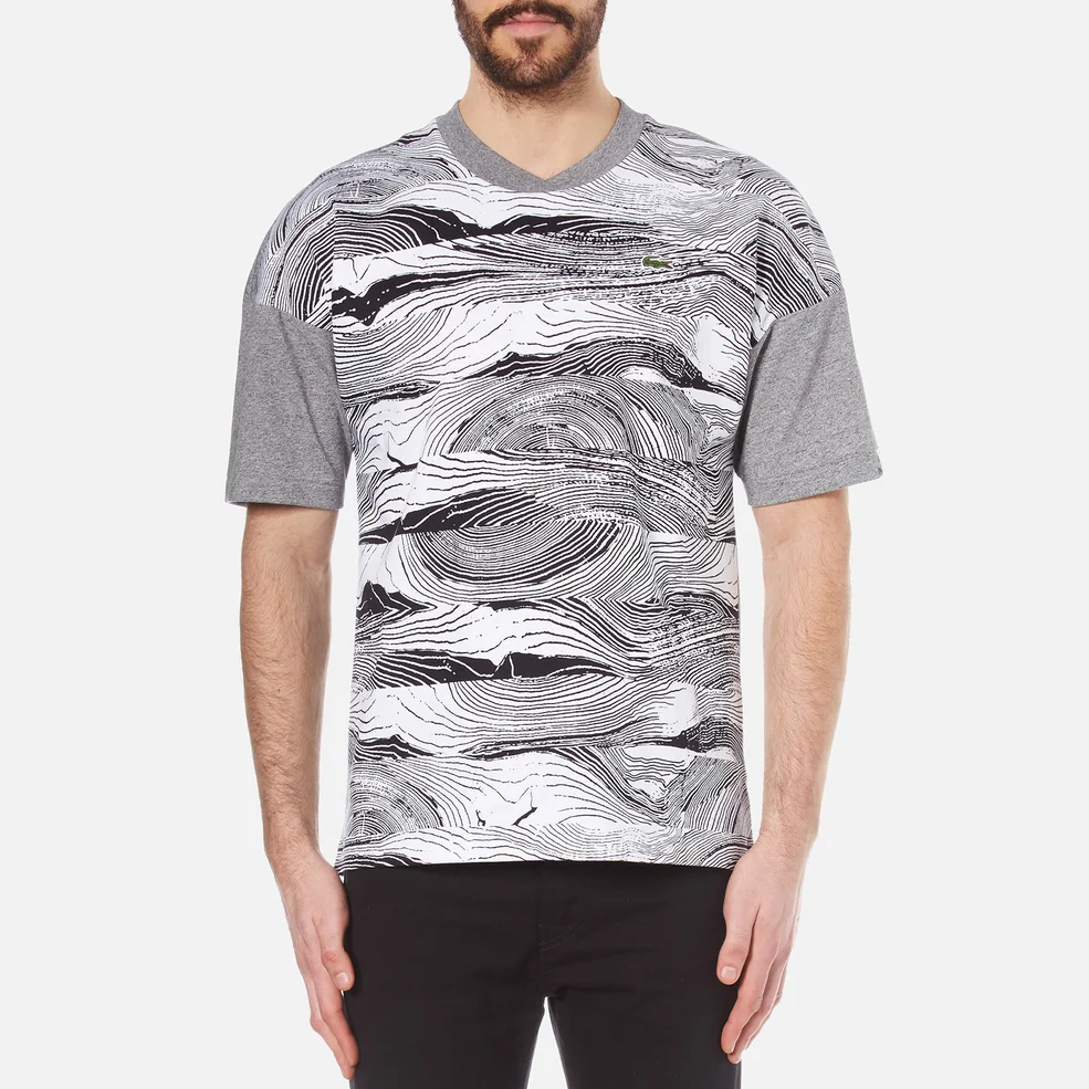 Lacoste L!ve Men's Graphic Print T-Shirt - White/Black/Light Grey Jaspe Image 1