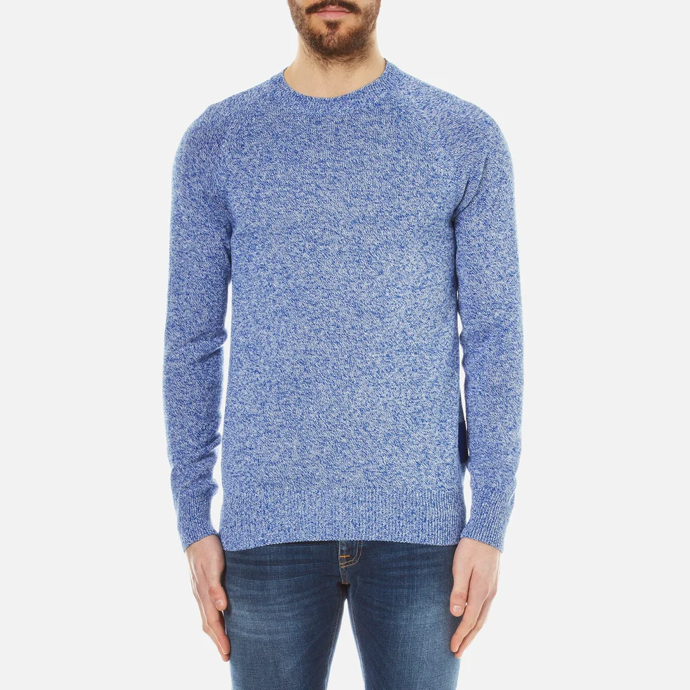 Barbour Men's Cotton Staple Crew Knitted Sweater - Bright Blue Image 1