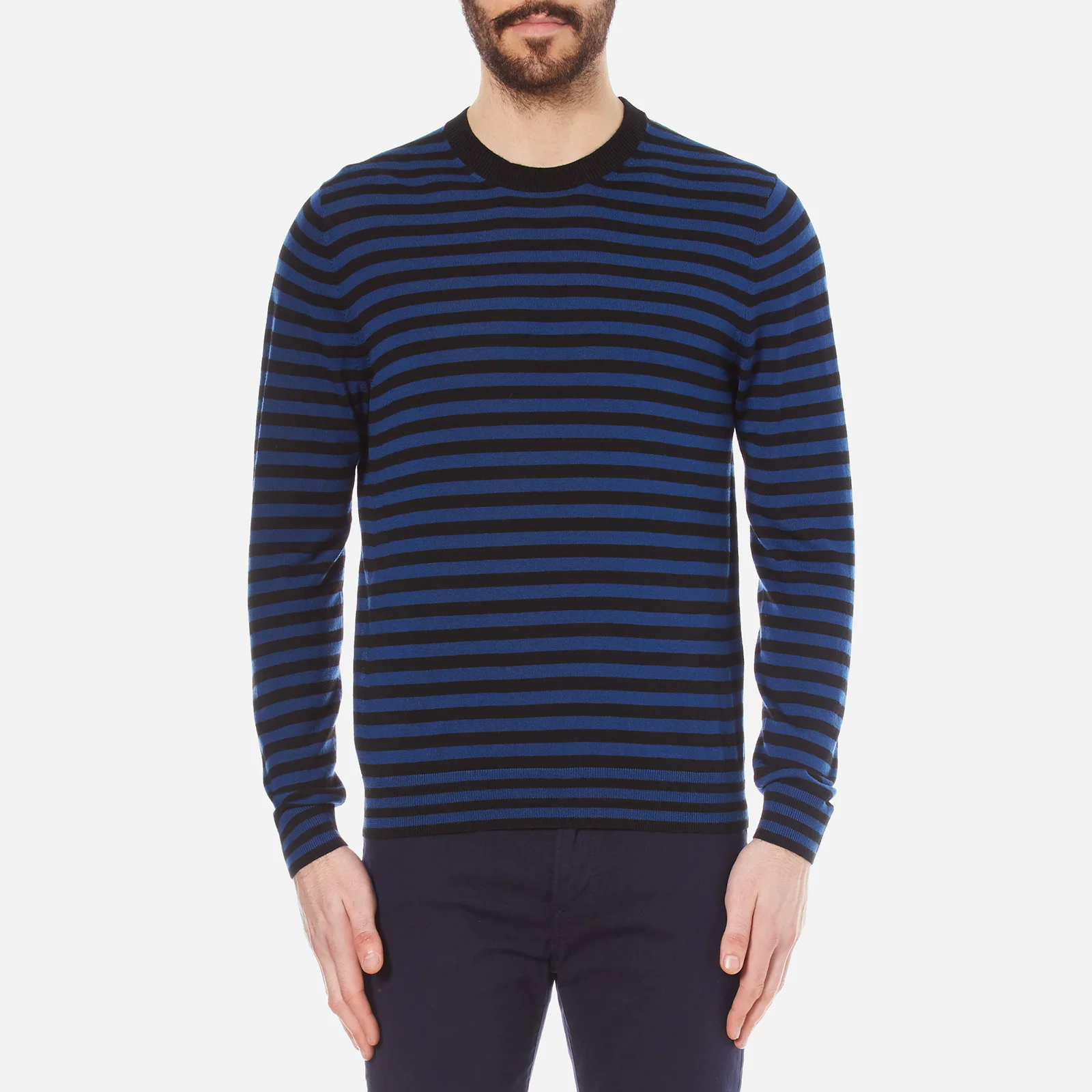 PS by Paul Smith Men's Crew Neck Collar Detail Knitted Jumper - Black Image 1