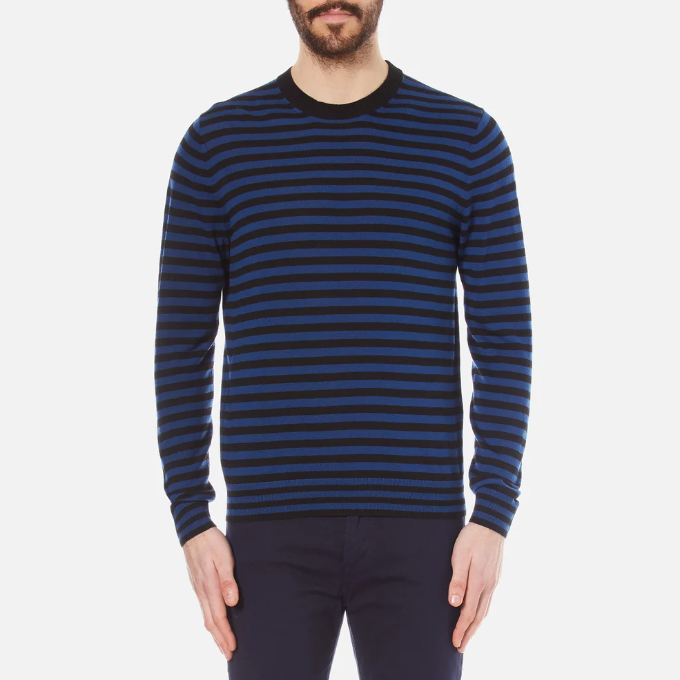 PS by Paul Smith Men's Crew Neck Collar Detail Knitted Jumper - Black Image 1