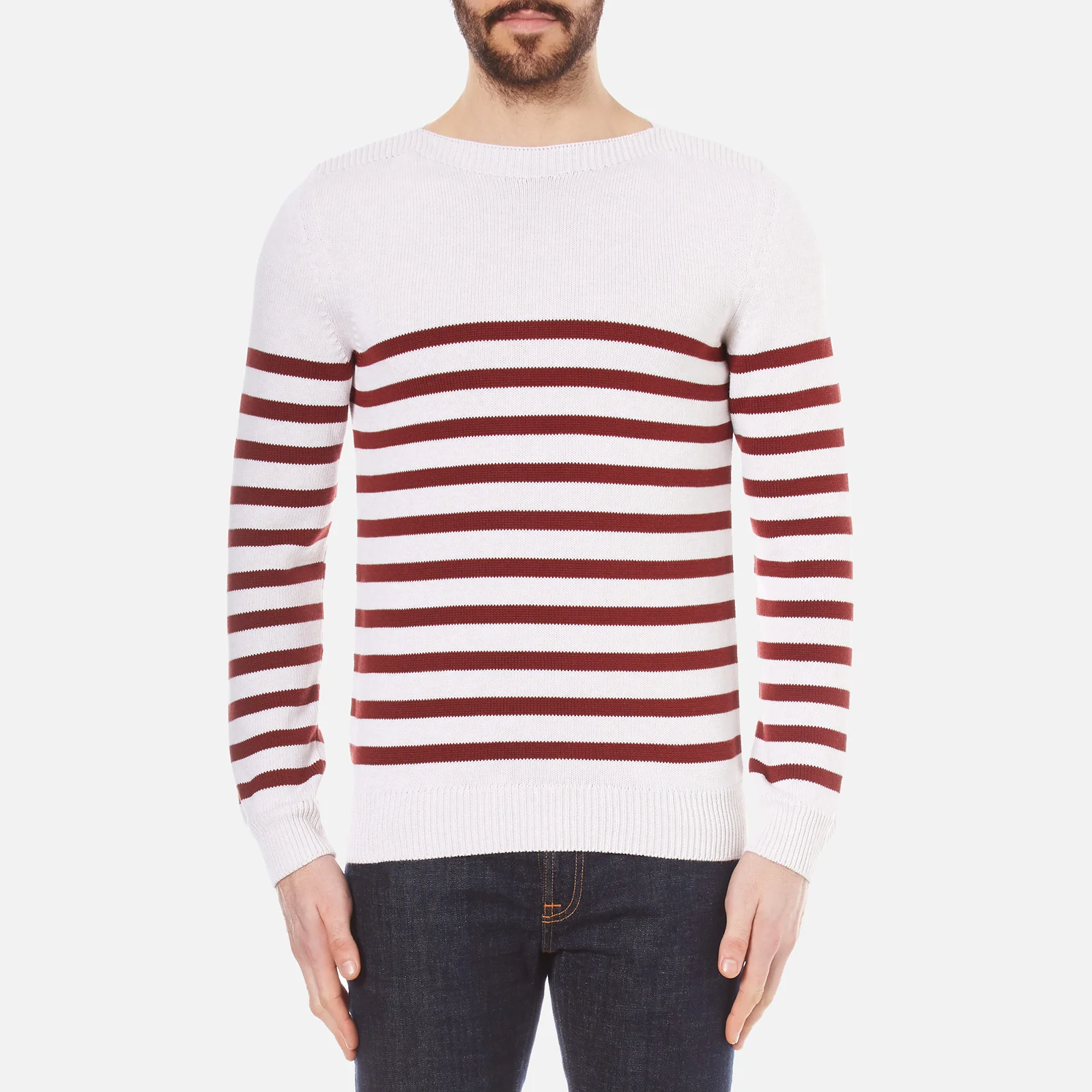 A.P.C. Men's Pull Lord Stripe Knitted Jumper - Blanc Casse Image 1