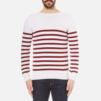 A.P.C. Men's Pull Lord Stripe Knitted Jumper - Blanc Casse
