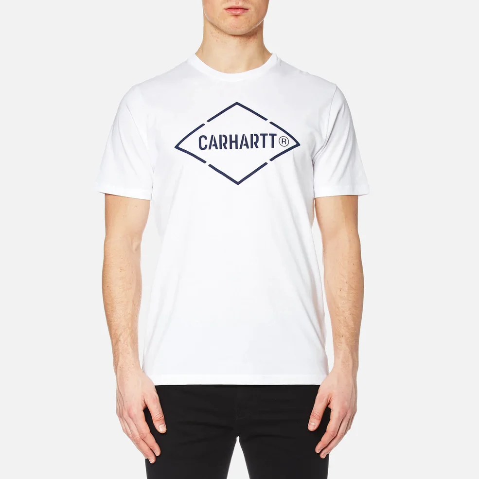Carhartt Men's Short Sleeve Diamond T-Shirt - White/Navy Image 1