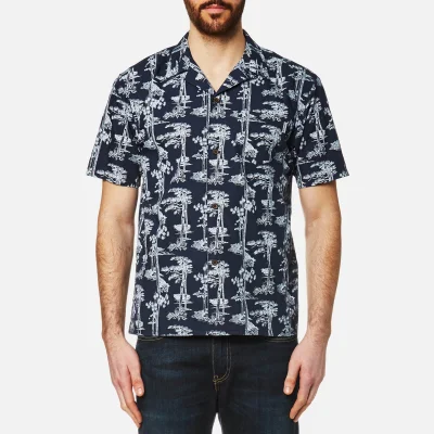 Carhartt Men's Short Sleeve Pine Hawaii Shirt - Pine Print Blue/White
