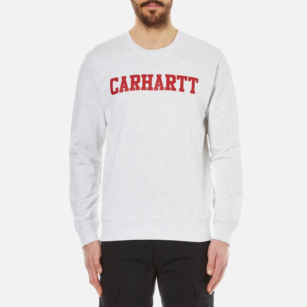 Carhartt Men's College Sweatshirt - Ash Heather/Chilli Image 1
