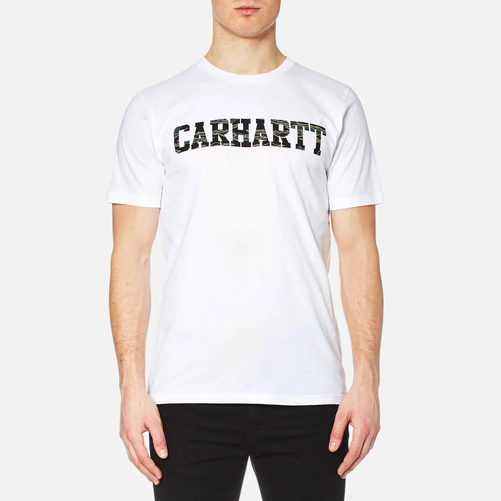 Carhartt Men's Short Sleeve College T-Shirt - White/Tiger Camo Image 1