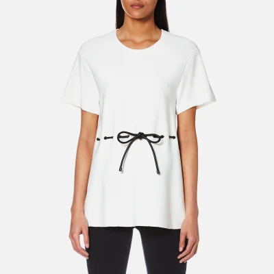 Alexander Wang Women's Peplum T-Shirt with Leather Drawstring Cord - White