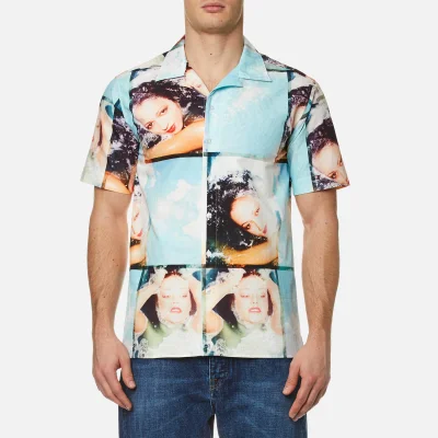 KENZO Men's Pyjama Collar Printed Short Sleeve Shirt - Glacier