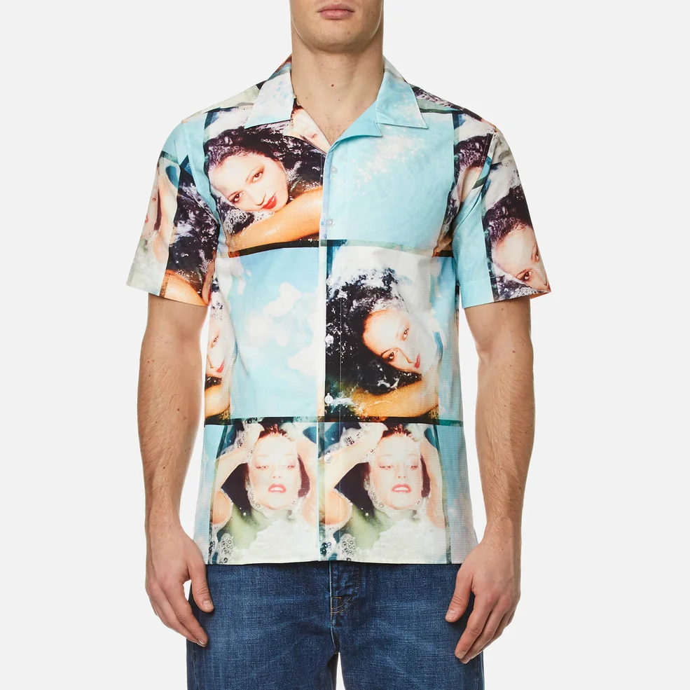 KENZO Men's Pyjama Collar Printed Short Sleeve Shirt - Glacier Image 1