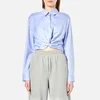 T by Alexander Wang Women's Cotton Twill Twist Front Long Sleeve Shirt - Chambray - Image 1
