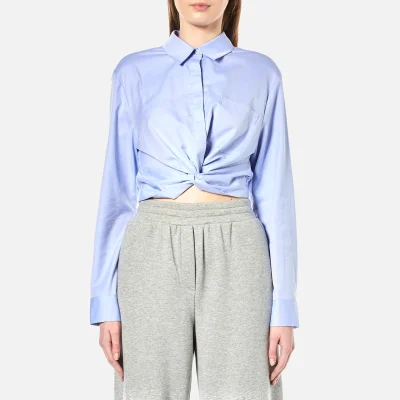 T by Alexander Wang Women's Cotton Twill Twist Front Long Sleeve Shirt - Chambray