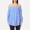 Polo Ralph Lauren Women's Long Sleeve Off The Shoulder Shirt - Blue/White - Image 1
