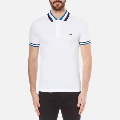 Lacoste Men's Collar Detail Polo Shirt - White/Sapphire Blue