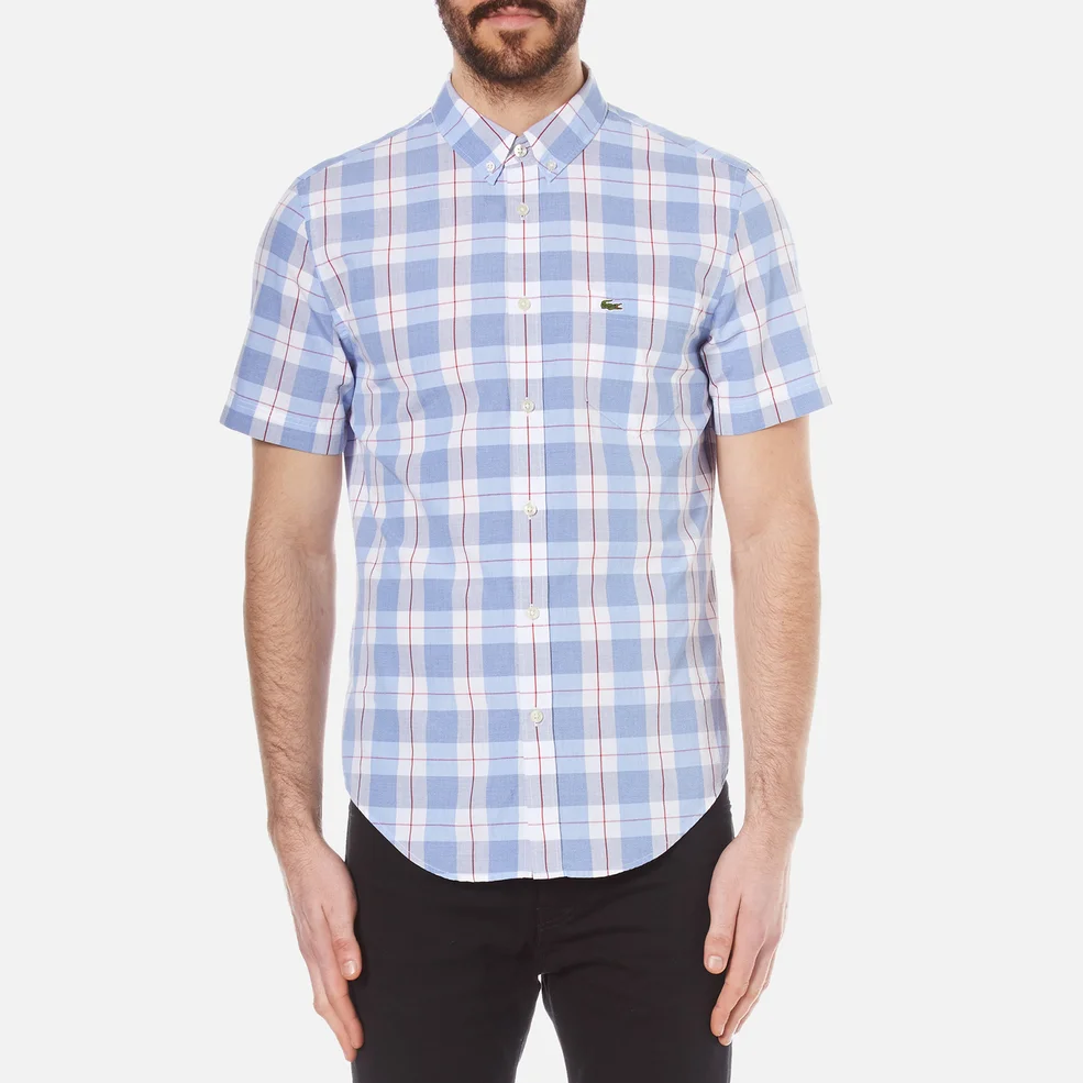 Lacoste Men's Short Sleeve Check Shirt - Methylene/Flower Purple-R Image 1