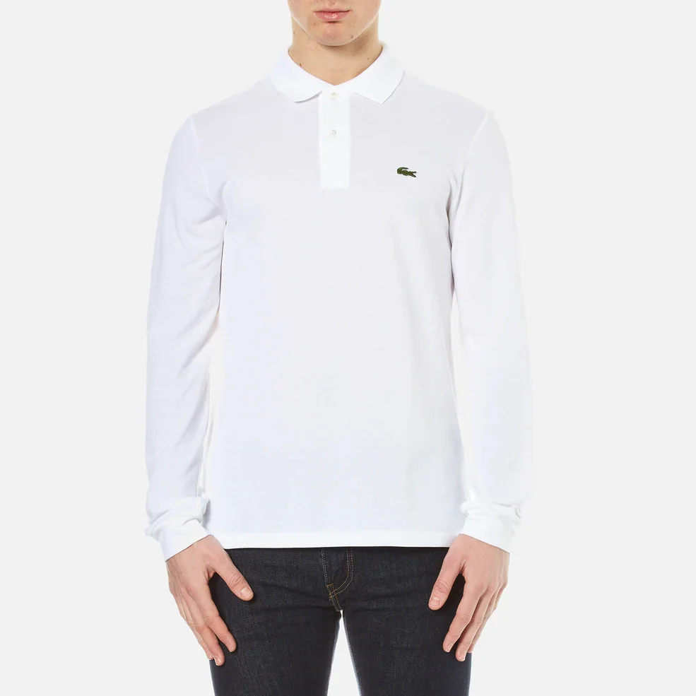 Lacoste Men's Long Sleeve Pique Polo Shirt - White Image 1