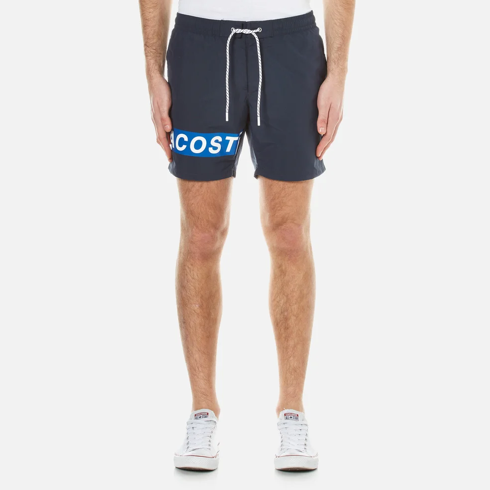 Lacoste Men's Large Logo Swim Shorts - Abyssal Blue/White-Sapphi Image 1