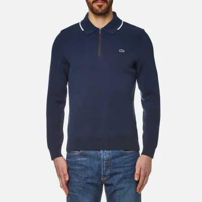 Lacoste Men's Zip Detail Sweater - Ship/White