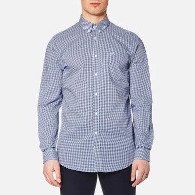 Lacoste Men's Gingham Long Sleeve Shirt - Inkwell/White