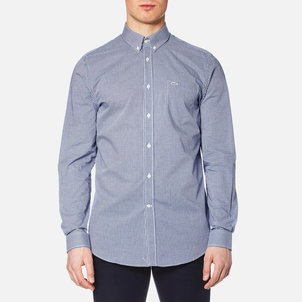 Lacoste Men's Gingham Long Sleeve Shirt - Inkwell/White Image 1