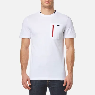 Lacoste Men's 'Made in France' Pocket T-Shirt - White/Red-Ship