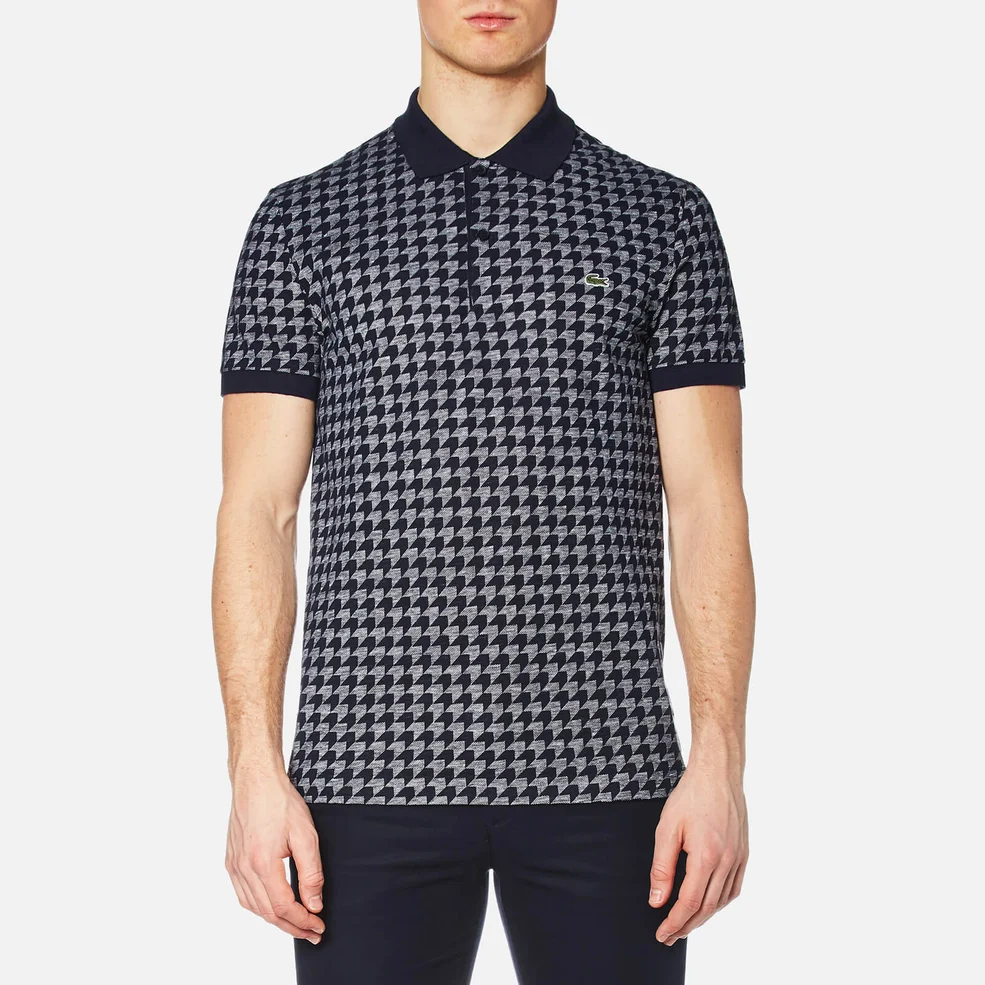 Lacoste Men's Oversized Houndstooth Printed Polo Shirt - Navy Image 1