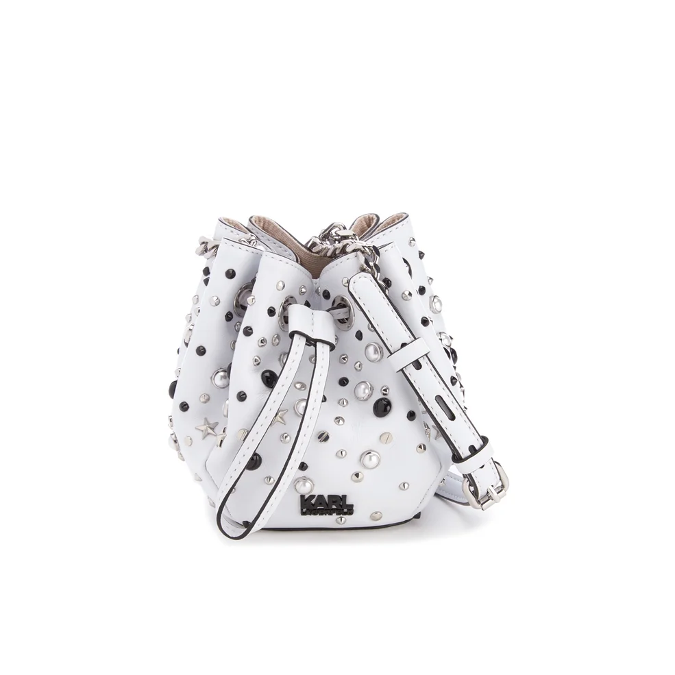 Karl Lagerfeld Women's K/Rocky Stud Drawstring Bag - White Image 1