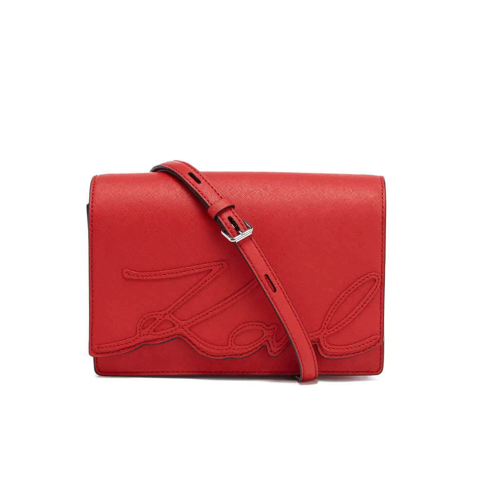 Karl Lagerfeld Women's K/Signature Shoulder Bag - Scarlet Image 1