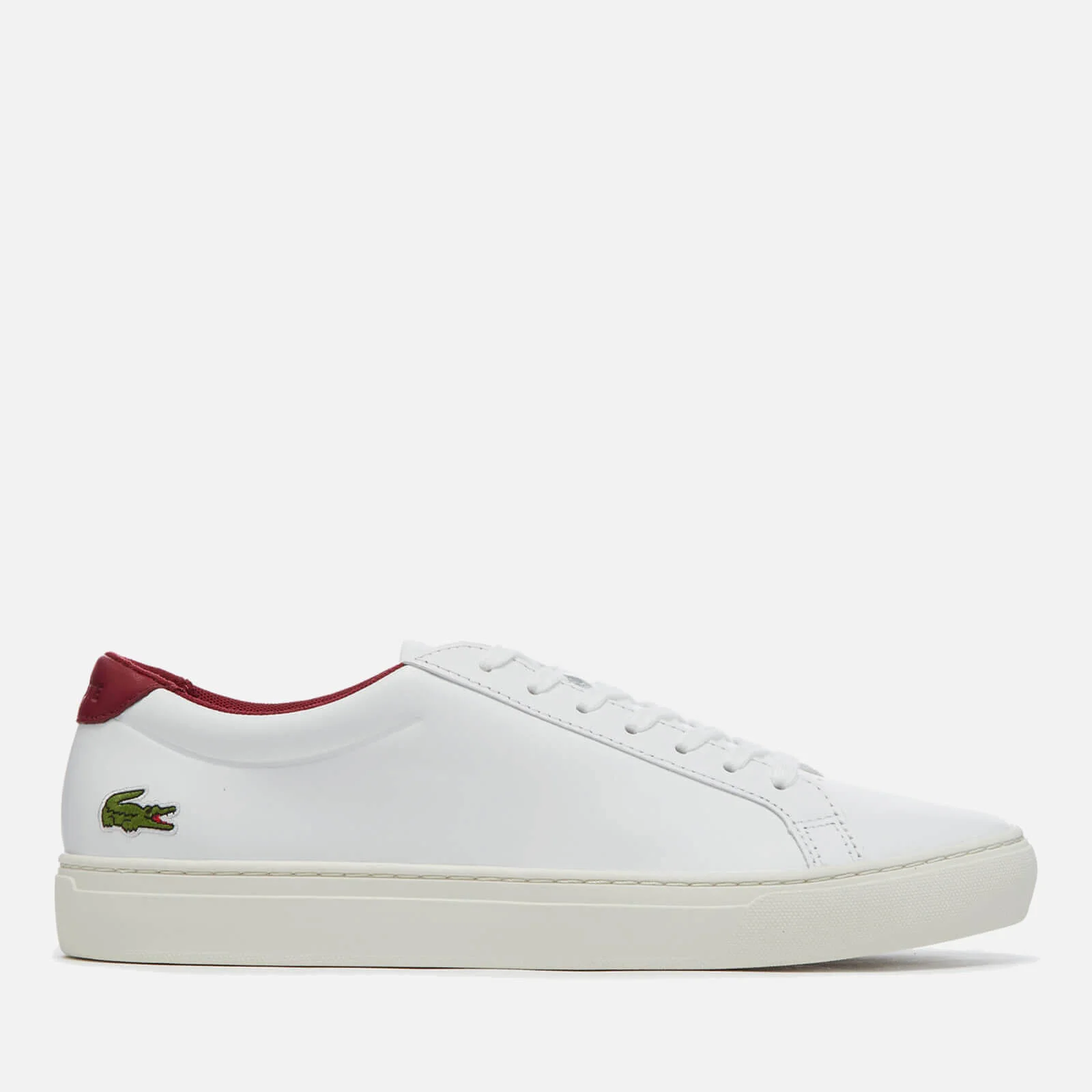 Lacoste Men's L.12.12 117 2 Leather Cupsole Trainers - White/Dark Red Image 1
