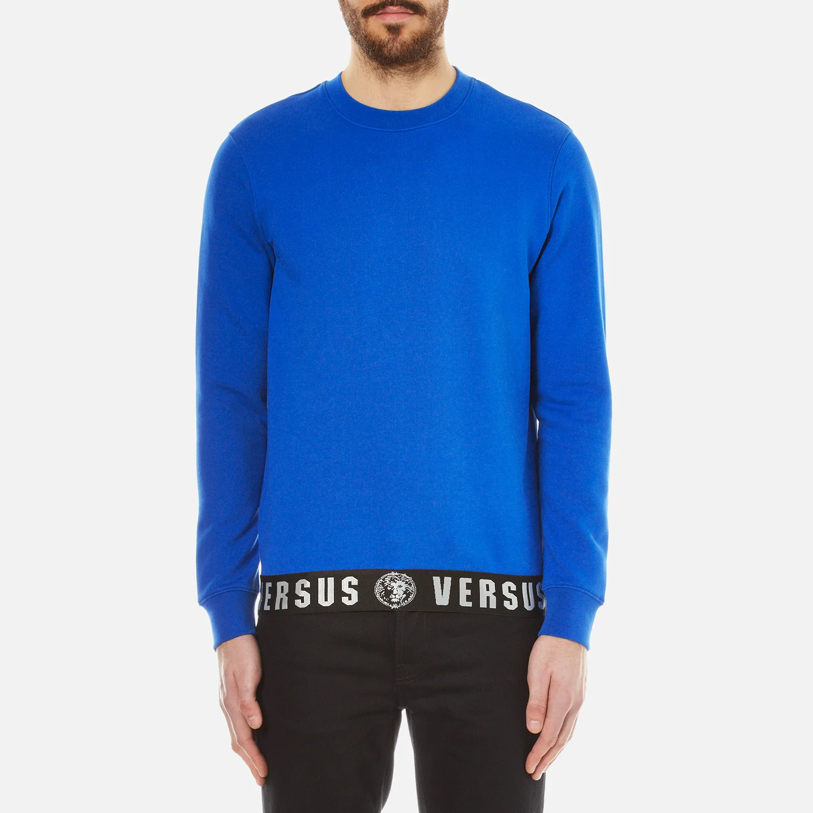 Versus Versace Men's Sweatshirt with Logo Hem - Blue Image 1