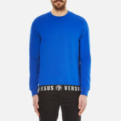 Versus Versace Men's Sweatshirt with Logo Hem - Blue