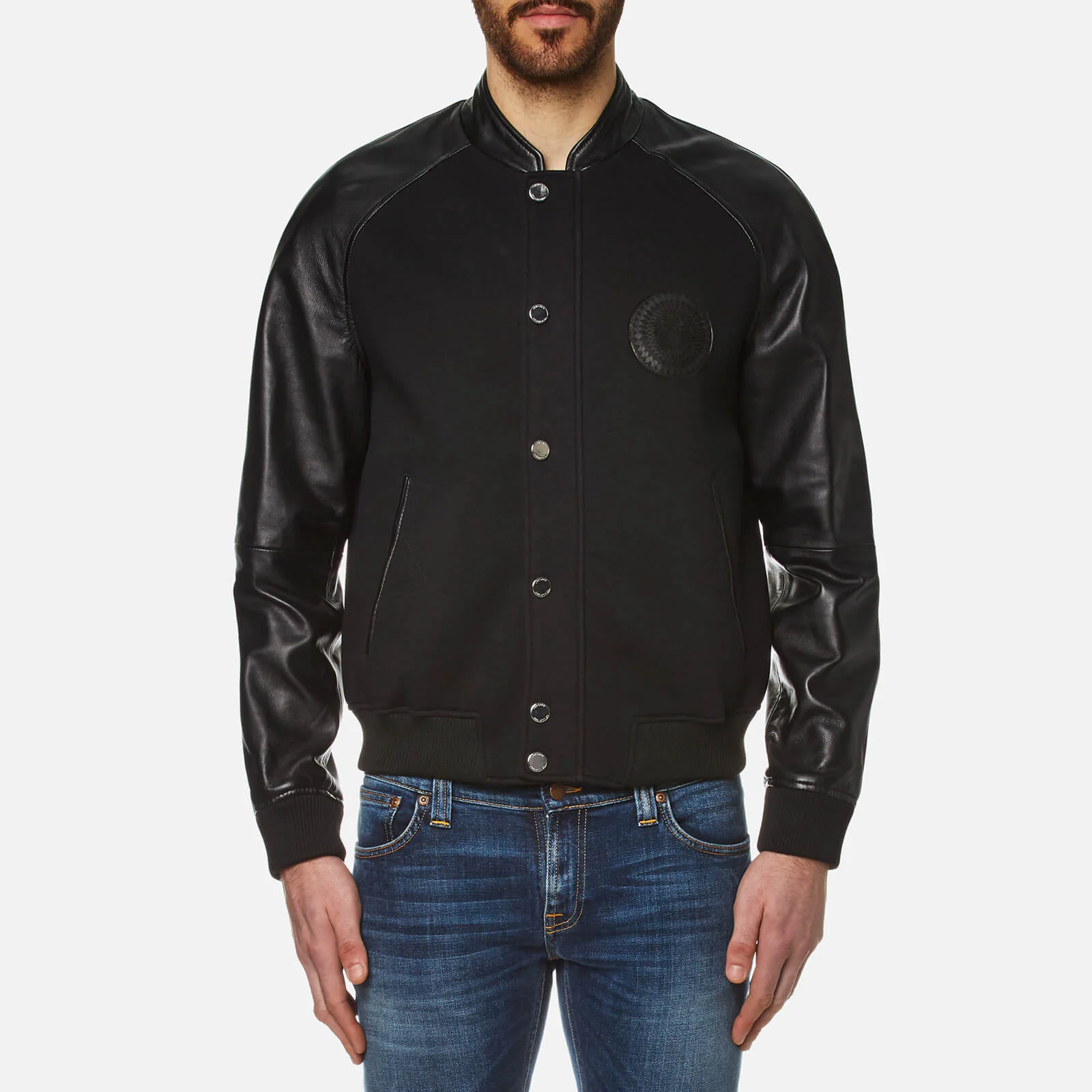 Versace Collection Men's Leather Detail Blouson Jacket - Nero Image 1
